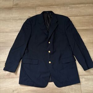 Brooks Brothers 346 Blazer 45L Navy Blue Wool Gold Buttons Sport Jacket